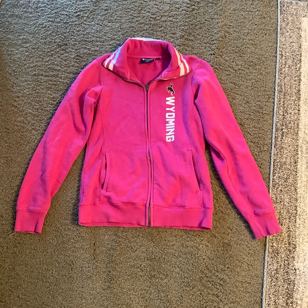 Hot pink University of Wyoming sweatshirt